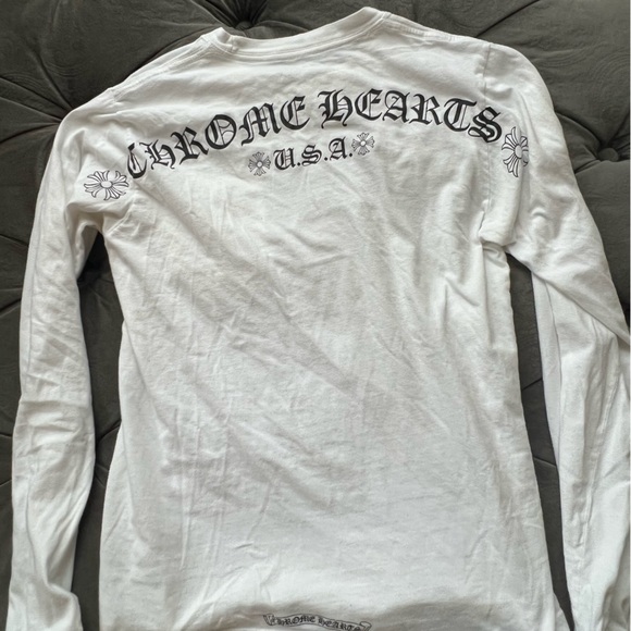 トップス made in USA chrome hearts long tee dn Chrome Hearts White USA Script Long Sleeve Tee - SRM – SHENGLI